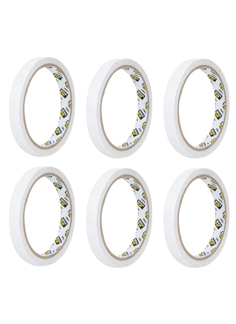 Deli 6-Piece Double Sided Tissue Tape 12mm Width 