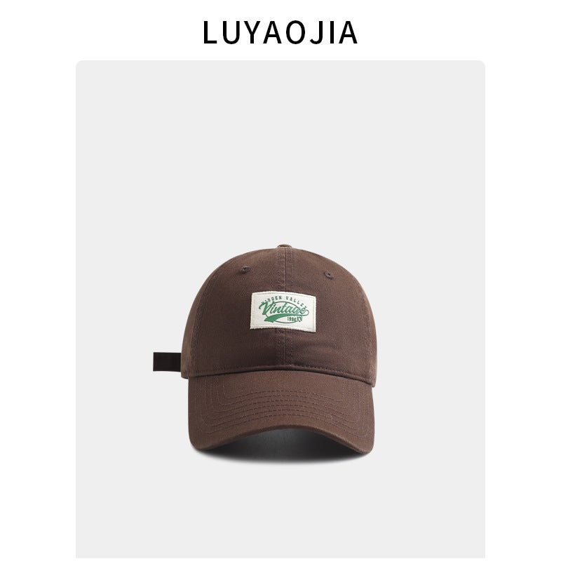 Japanese fashion brand cloth label letter baseball cap female Korean style versatile face-looking small spring and summer couple casual peaked cap maleEnglish patch 1996 baseball cap-Brown English patch 1996 baseball cap-Brown