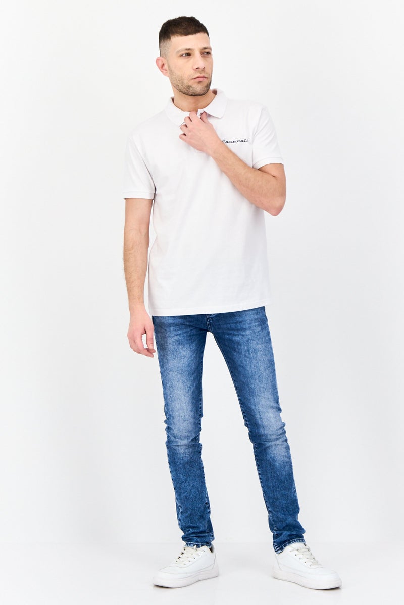 Maserati قميص بولو قصير الأكمام للرجال بتصميم جرافيكي، أبيض - Image 4