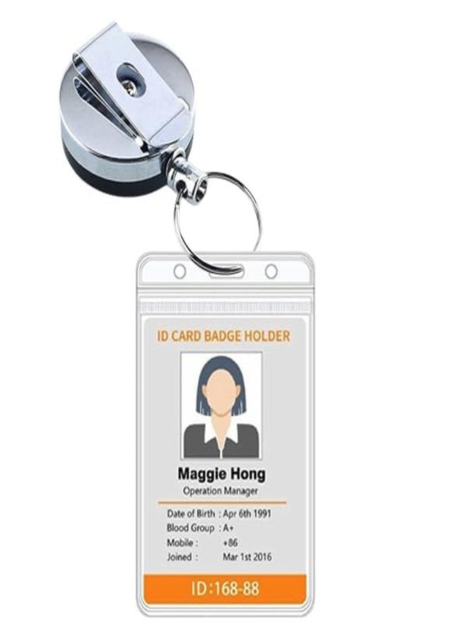 AG E-Com Pack of 1 Metal Badge Holders with Id Silicon Card Holder for Office Employee and Staff Retractable YOYO Badge Reel Steel and Black.. - Image 1