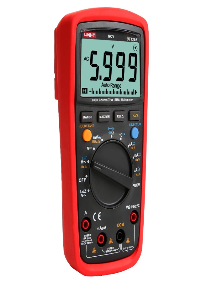 UNI-T UT139E True RMS Multimeters Multi-functional Digital Multimeter with Backlight LCD Display Measuring DC/AC Voltage DC/AC Current Duty Ratio Temperature Resistance Tester - Image 2