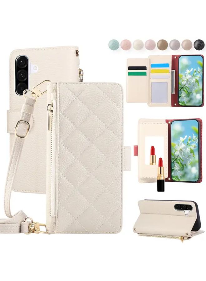 Purple Faux Leather Crossbody Flip Case For Galaxy A36 With Zipper Wallet - Image 1