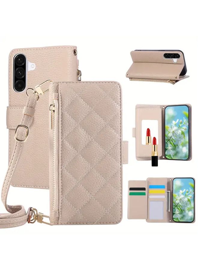 Purple Faux Leather Crossbody Flip Case For Galaxy A36 With Zipper Wallet - Image 4
