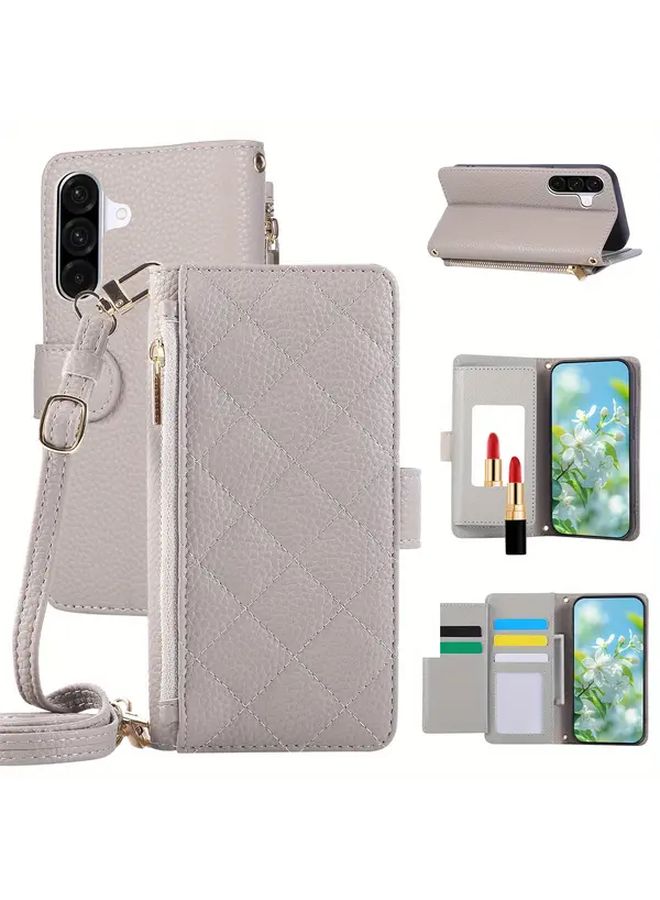 Purple Faux Leather Crossbody Flip Case For Galaxy A36 With Zipper Wallet - Image 3