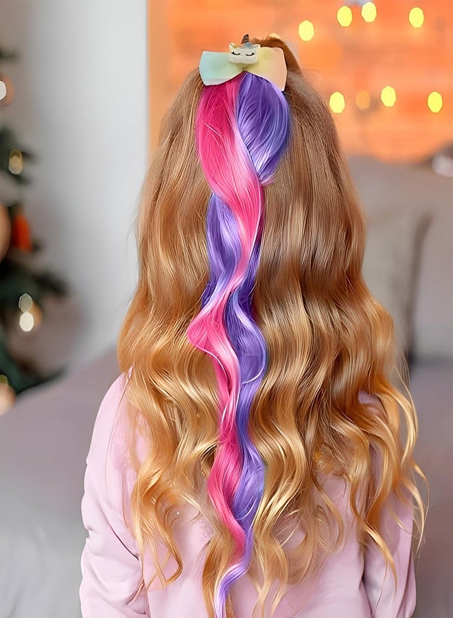 SYGA Pack of 3 Children's Cute Cartoon Pony Unicorn Bow Hair Extensions For Girls three colors Hairpin Wig Headdress Colorful Wig (Multi-02) - Image 4