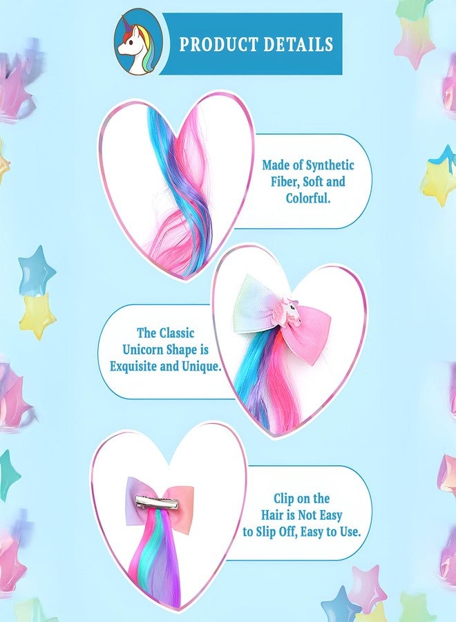 SYGA Pack of 3 Children's Cute Cartoon Pony Unicorn Bow Hair Extensions For Girls three colors Hairpin Wig Headdress Colorful Wig (Multi-02) - Image 3