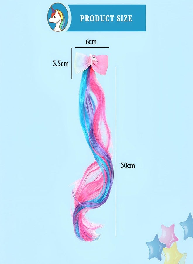 SYGA Pack of 3 Children's Cute Cartoon Pony Unicorn Bow Hair Extensions For Girls three colors Hairpin Wig Headdress Colorful Wig (Multi-02) - Image 2