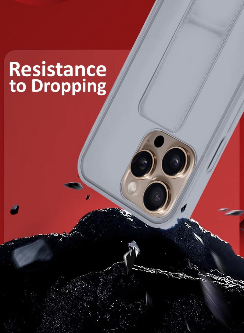 ELTRAZONE 3-Pack Premium PU Leather Case & Screen Protectors for iPhone 16 Pro Max – Shockproof, Anti-Scratch, Stand Function, Finger Grip Case Cover (Grey) - Image 4