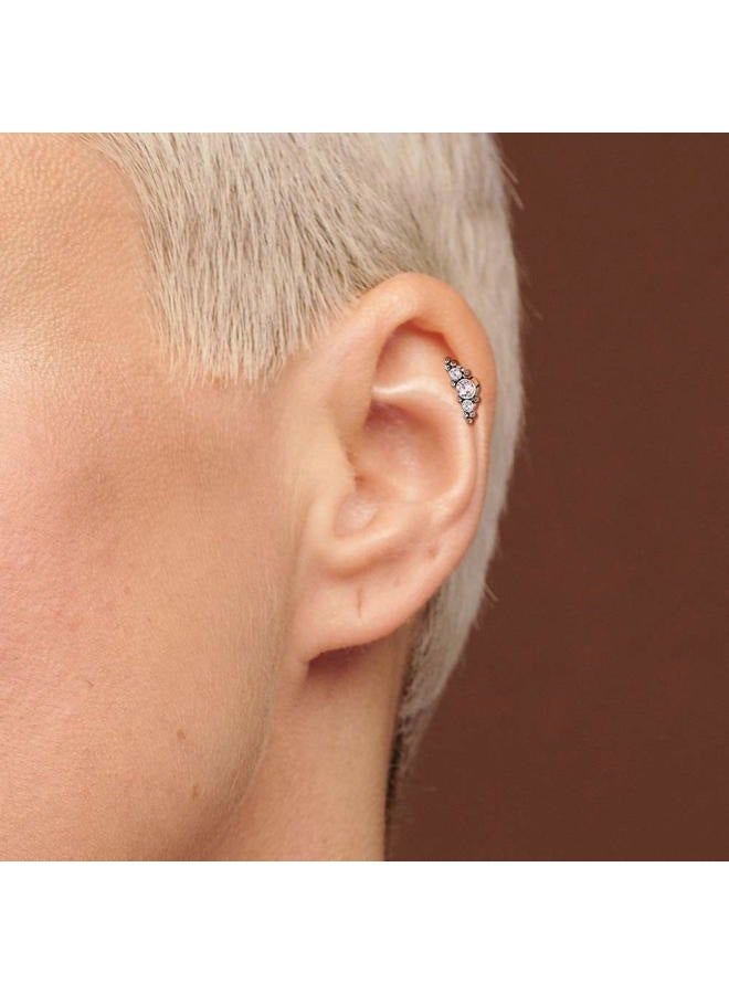 Pierced Owl 16GA G23 Implant Grade Titanium Threadless Push-in Triple CZ Crystal and Ball Clusters Cartilage Helix Ear Lobe Barbell Stud - Image 4