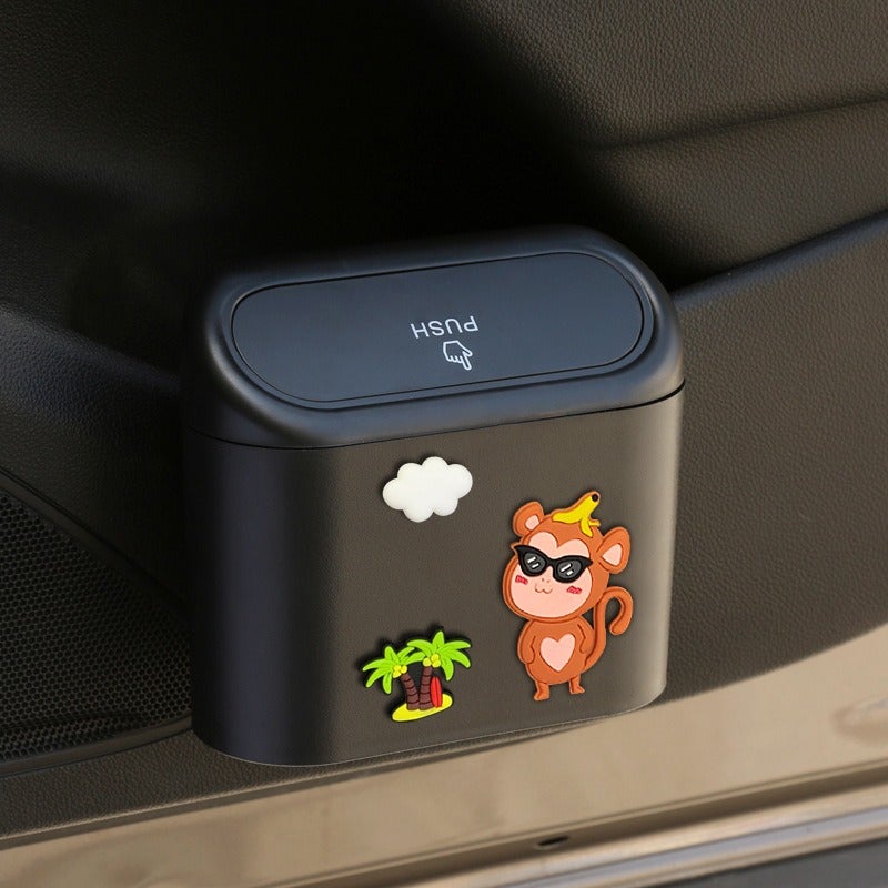 Car Trash Can Hanging Door Storage Organizer Multi-functional Front Seat Car Trash Bin with Umbrella Holder, Car Interior Decor