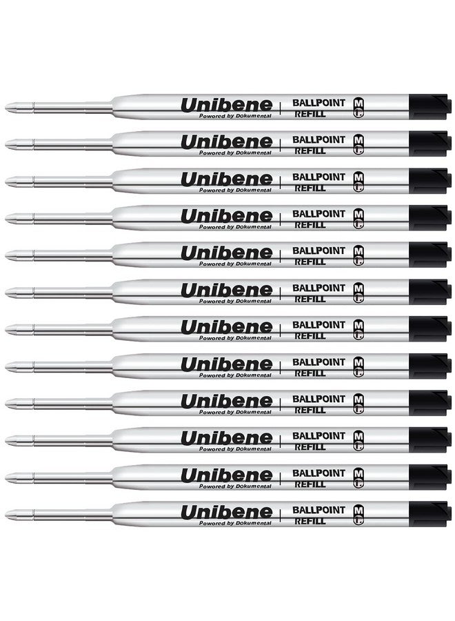 Unibene Parker Compatible Ballpoint Refills 12 Pack1.0Mm Medium Pointblack Smooth Writing Replaceable German Ink Tactical Pen Refills For Parker Ballpoint/Uzi Pen - Image 1