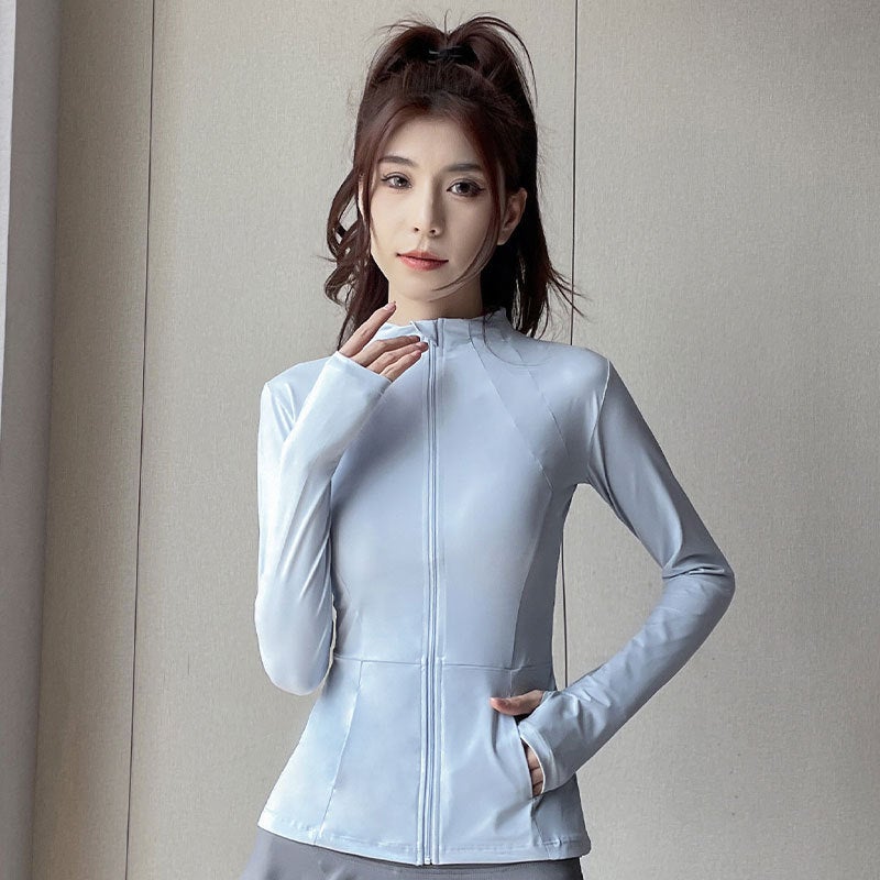 Sunscreen suit Womens Autumn 2024 New Running Morning Running Clothes Fashion Outdoor Quick-drying Fitness Clothes Yoga Culottes Skirts/grey  - Image 4