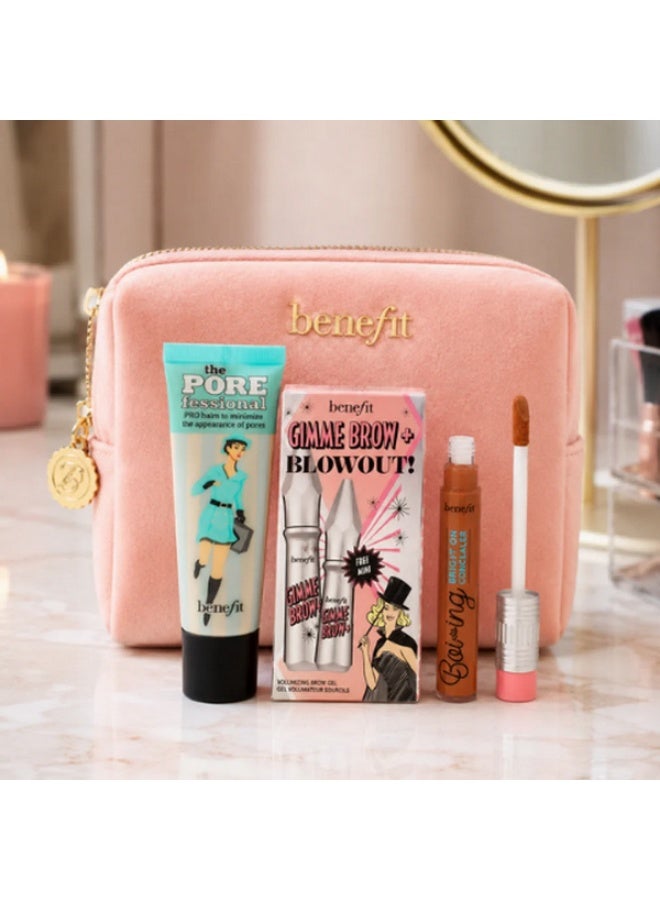 Benefit Travel Beauty Set - Tan Shade - 3-Piece Makeup Kit with Cosmetic Bag | The POREfessional, Boi-ing Bright On Concealer & Gimme Brow+ - Image 2