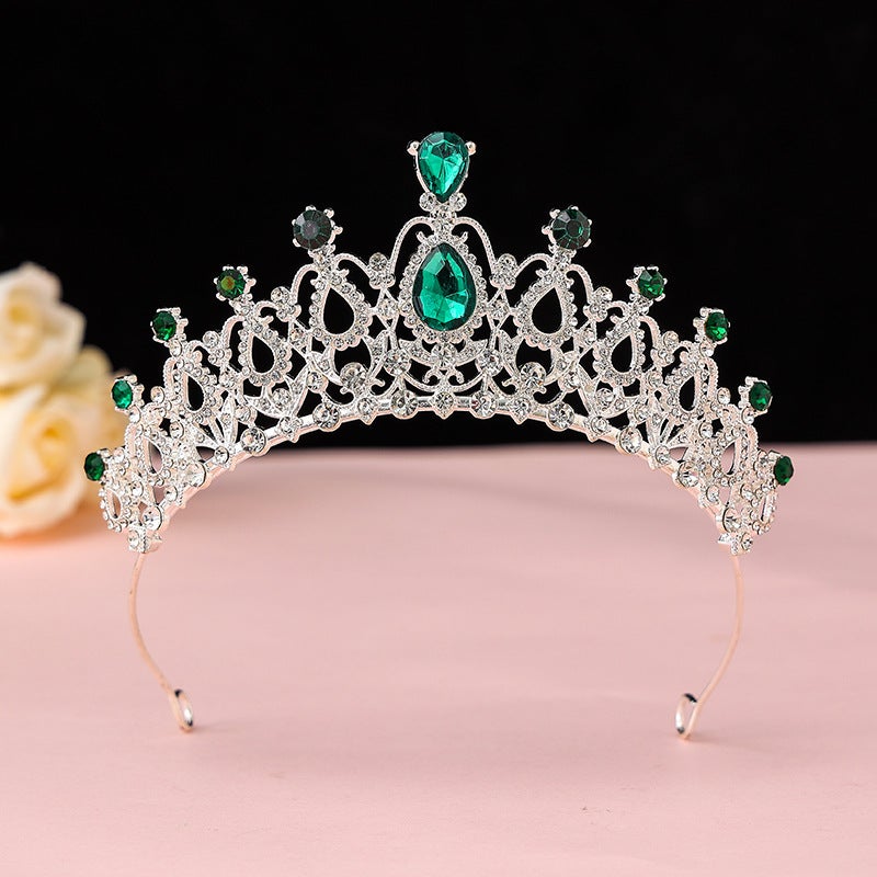 Mori Crown Headwear Birthday Super Fairy 18-year-old Adult Ceremony Princess Best Friend Gift Crown Photo Crown Premium silver [Green]] 