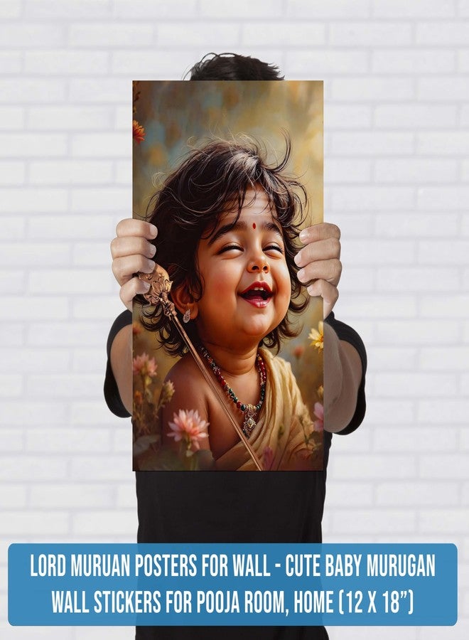 Roostaflag Lord Murugan Posters for Wall | Cute Baby Murugan Photos Sticker | Cute Child Murugan Poster for Home Decor | God Murugan Baby Poster for Living Room, Pooja Room, Hostel, Office Decoration - Image 2