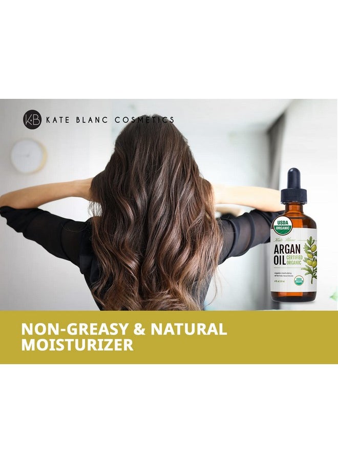 Kate Blanc Cosmetics - Argan Oil For Hair, Face & Skin From Morocco. Promotes Hair Growth (4Oz, Usda Certified Organic, Cold Pressed & 100% Pure, Light) - Image 1