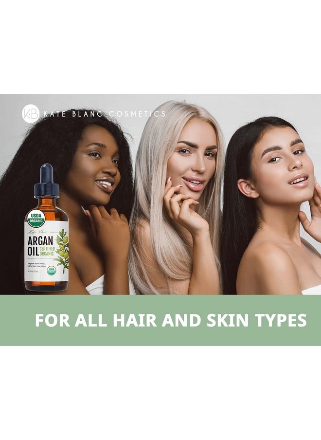 Kate Blanc Cosmetics - Argan Oil For Hair, Face & Skin From Morocco. Promotes Hair Growth (4Oz, Usda Certified Organic, Cold Pressed & 100% Pure, Light) - Image 1