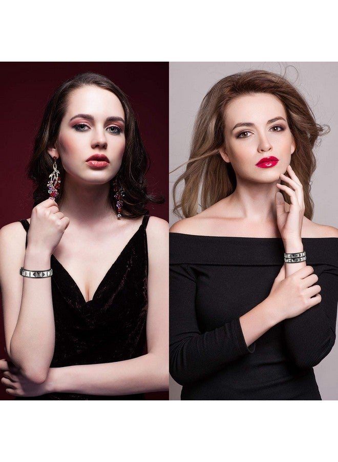 هيكارير سوار جلدي من Hicarer مكون من 3 قطع لعيد الهالوين للرجال والنساء بتصميم موسيقى الروك القوطية في الثمانينيات، سوار معصم للجنسين، مناسب للحفلات والإكسسوارات  - Image 3