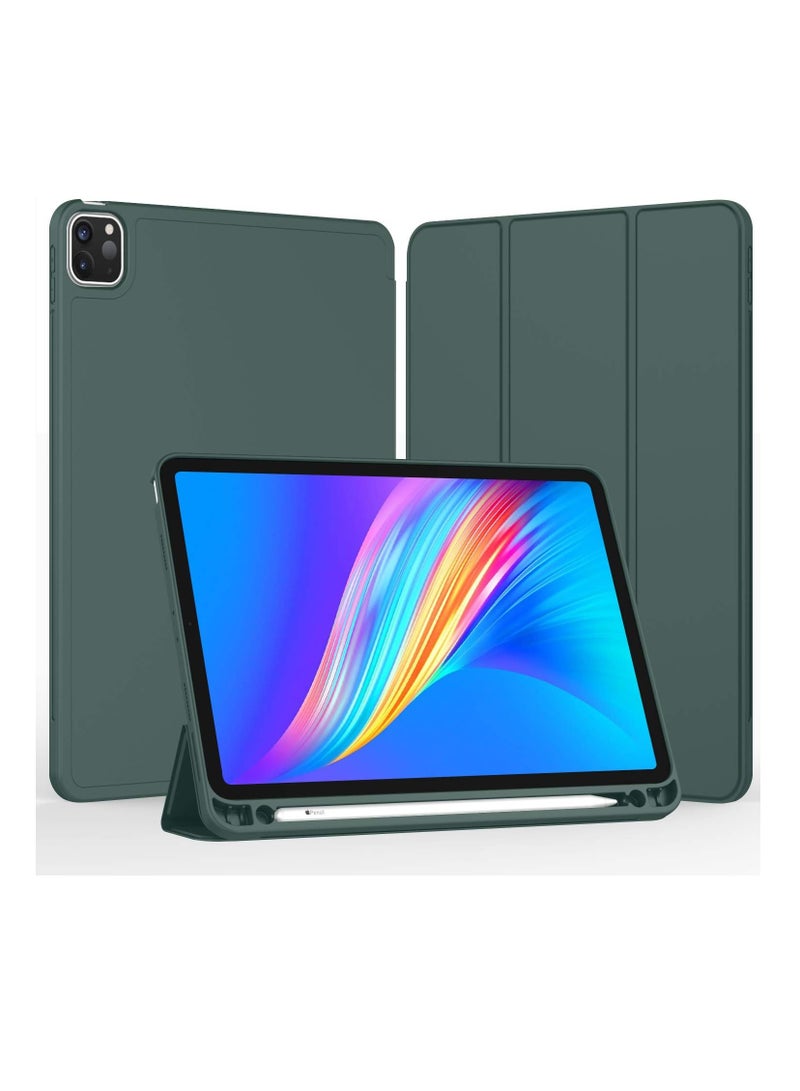 DUSALA iPad Pro 11 Inch Case 2022(4th Gen)/ 2021(3rd Gen) with Pencil Holder [Support iPad 2nd Pencil Charging/Pair],Trifold Stand Smart Case with Soft TPU Back,Auto Wake/Sleep(Pine Green) - Image 2