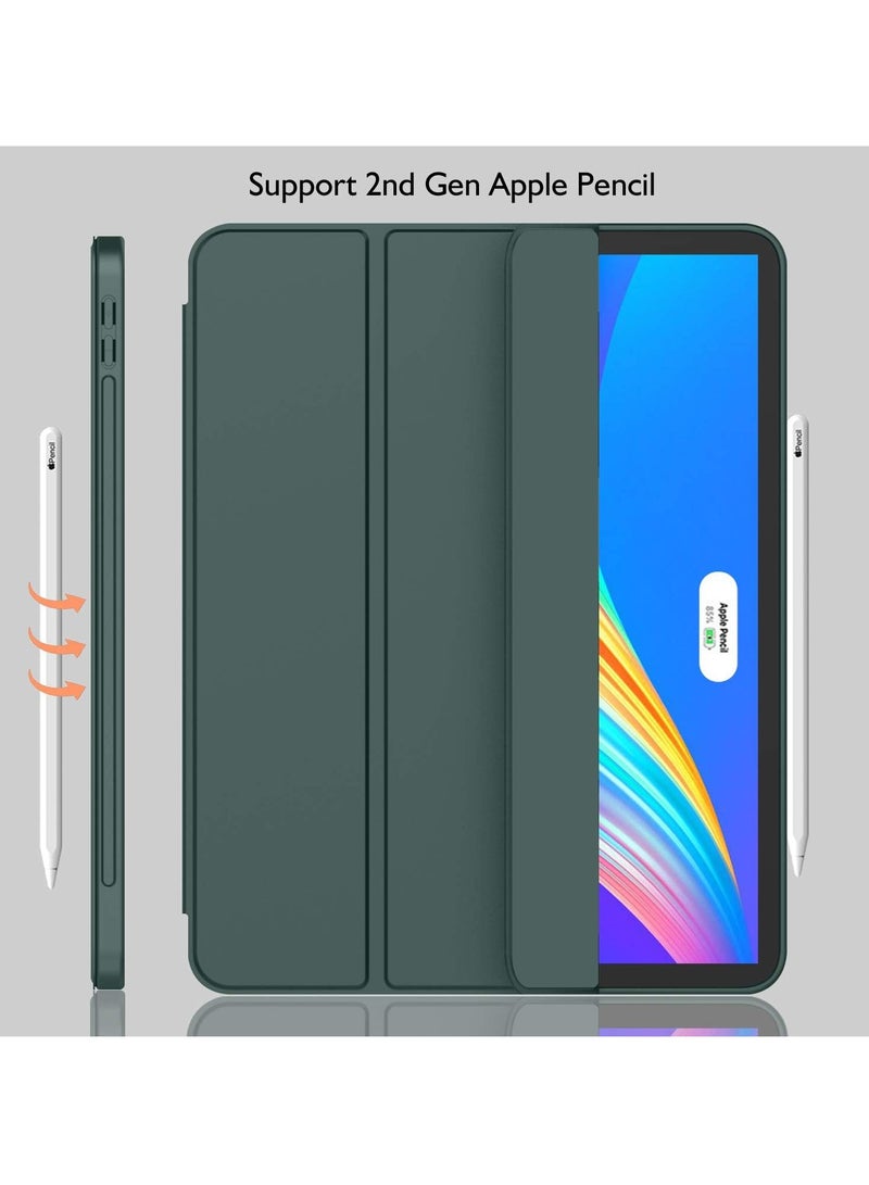 DUSALA iPad Pro 11 Inch Case 2022(4th Gen)/ 2021(3rd Gen) with Pencil Holder [Support iPad 2nd Pencil Charging/Pair],Trifold Stand Smart Case with Soft TPU Back,Auto Wake/Sleep(Pine Green) - Image 3
