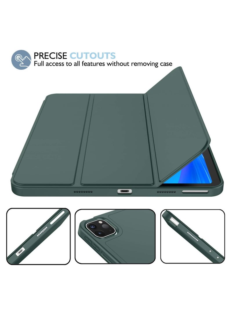 DUSALA iPad Pro 11 Inch Case 2022(4th Gen)/ 2021(3rd Gen) with Pencil Holder [Support iPad 2nd Pencil Charging/Pair],Trifold Stand Smart Case with Soft TPU Back,Auto Wake/Sleep(Pine Green) - Image 4