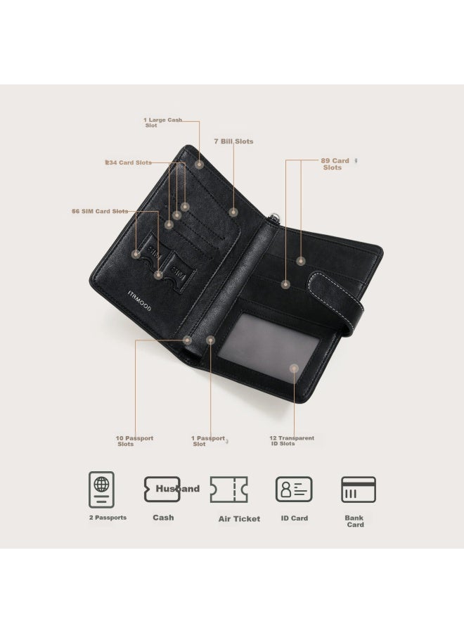 Mood Leather Passport Holder Travel Ticket Organizer Minimalist Premium Business Large Capacity Doent Wallet Women's Gift - Image 2