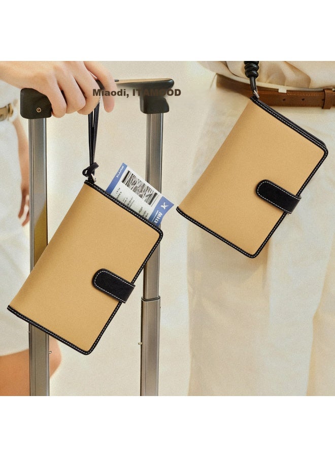 Mood Leather Passport Holder Travel Ticket Organizer Minimalist Premium Business Large Capacity Doent Wallet Women's Gift - Image 1