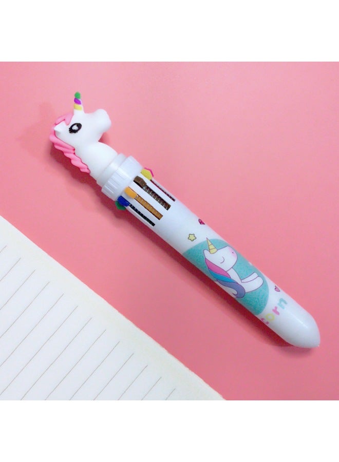 Autonomy Creative Stationery Ten Color Ballpoint Pen Cartoon Student Color Hand Account Pen Girl Heart Multi-color Press Ballpoint Pen - Image 1