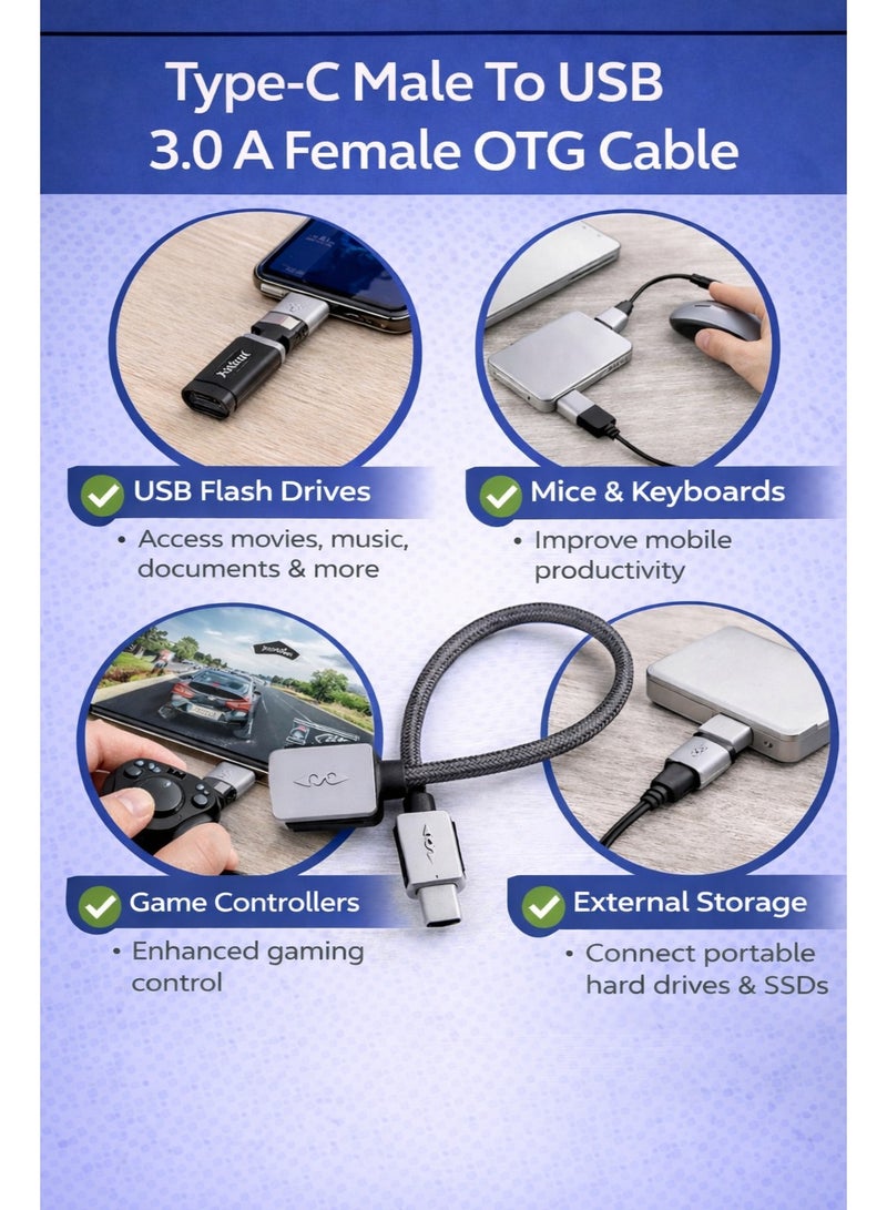 CABLE CONV USB Type-C Male to USB 3.0 Female OTG Cable – High-Speed Data Transfer Adapter - Image 3