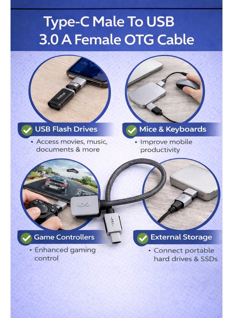 ​كابل كونف كابل OTG من نوع USB Type-C ذكر إلى USB 3.0 أنثى – محول نقل بيانات عالي السرعة - Image 4