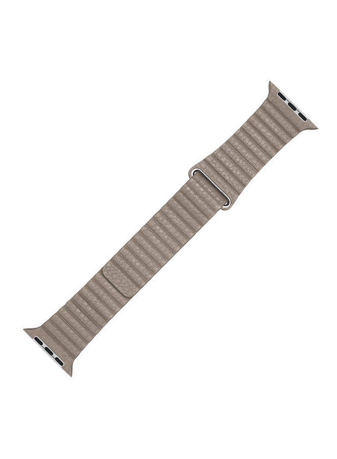NIBEMINENT Leather Apple Watch Band 38mm/40mm, Lightweight Stylish Loop Replacement Wristband with Strong Magnetic Closure Strap for Series 1/2/3/4, Lavish-38 38/40millimeter Beige  - Image 2