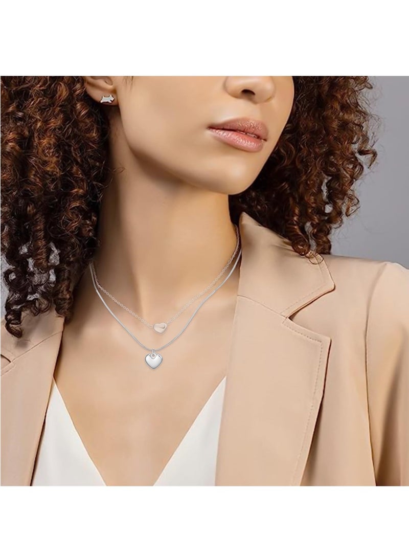سيوسي الحب القلب قلادة قلادة، القلب قلادة سلسلة مزدوجة قلادة السيدات قلادة بسيطة الخلود الحب قلادة القلائد، هدية المجوهرات للفتيات أمي صديقة - Image 4