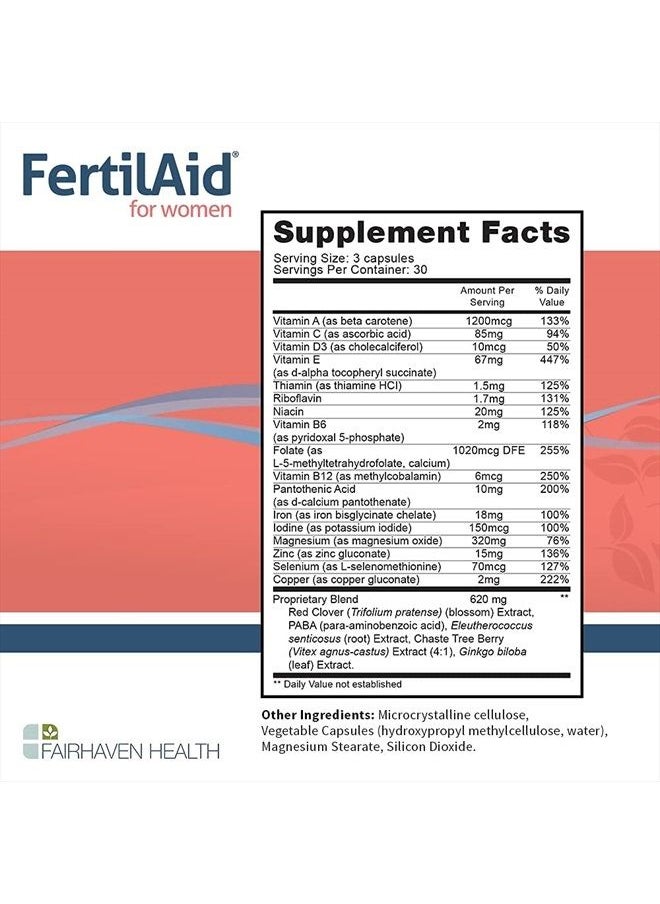 fairhaven health - FertilAid for Women, Fertility Supplement for Women & Natural Fertility Vitamin with Vitex, Support Female Cycle Regularity & Ovulation, Comprehensive Prenatal Multivitamin with Folate, 2 Month Supply - Image 1