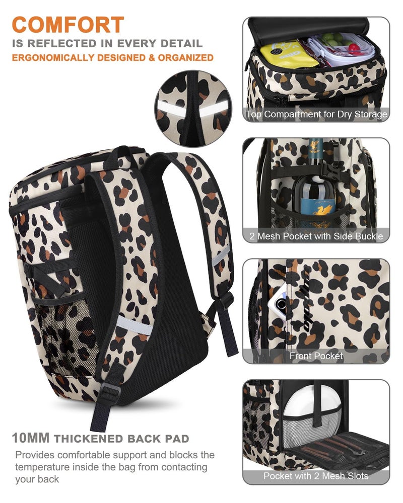 Capolo Cooler Backpack Insulated Waterproof for Women Men, Leak Proof Backpack Coolers Thermal Bag Soft Travel Cooler Bag Portable Ice Chest Lunch Backpack for Camping Picnic(Leopard,36 Cans) - Image 5
