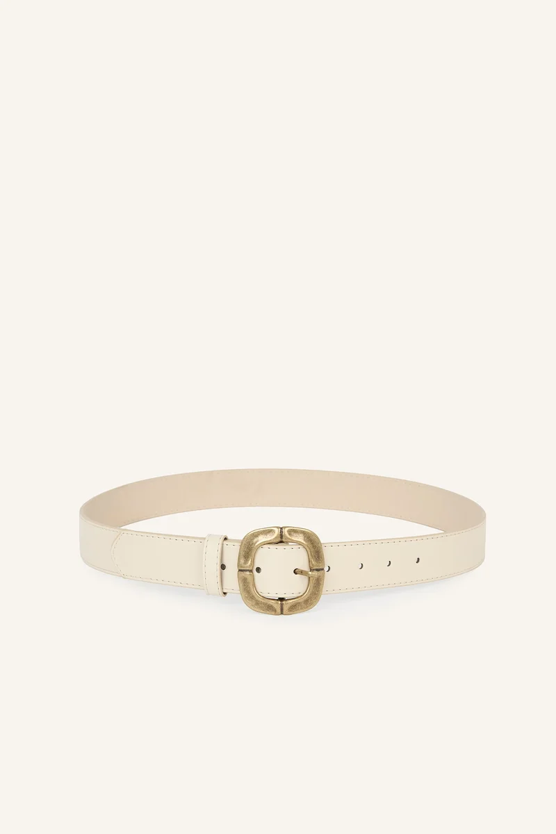 Woman Big Clasp Faux Leather Jean Belt