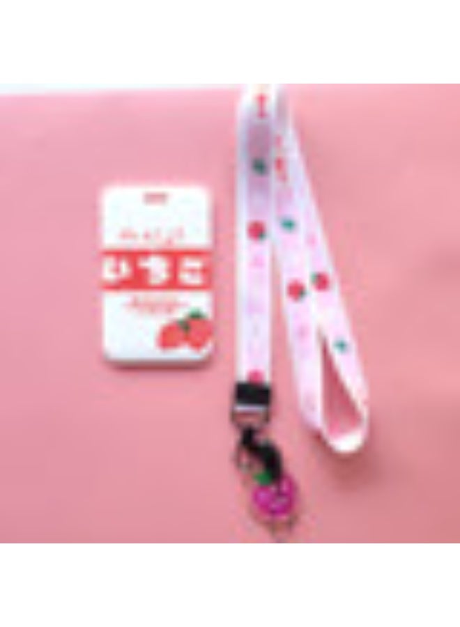 NIBEMINENT 1 - Piece Fruit Avocado Strawberries Kpop Photo Card Holder Pendant Key Chain ID Badge Holder ID Card Holder Photo Card Protector for School ID Office ID Access Card for Women Girls