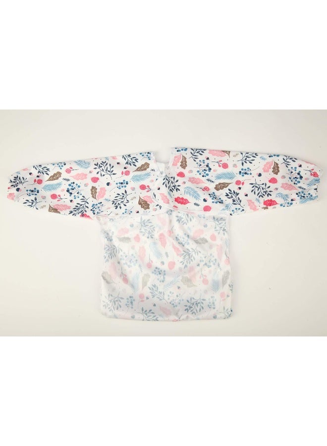 Sigzagor Baby Bib Sleeved Shirt With Pocket 1-3 years old Toddler Painting Drawing (Pink Foliage) - Image 3