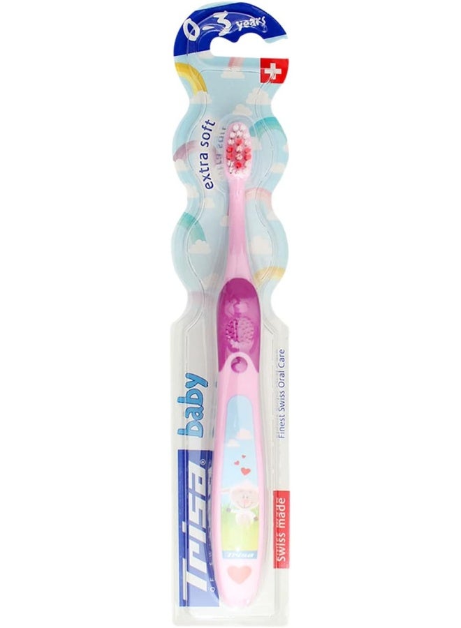 Trisa Baby Extra Soft Toothbrush, 0-3 Years, Finest Swiss Oral care, Small Brush Head, For Gentle Cleaning, 1pc. Assortment color - Image 1
