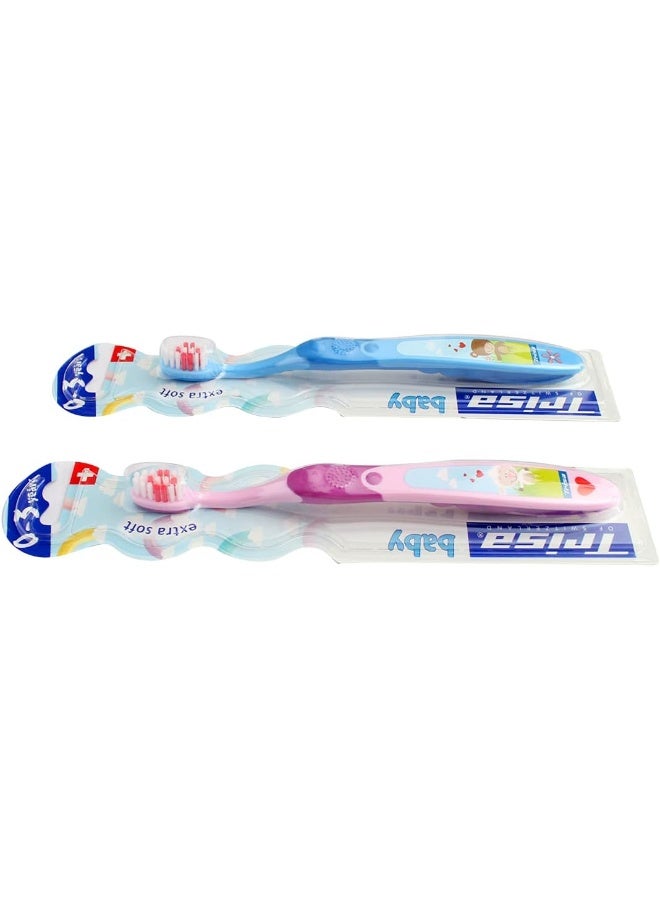 Trisa Baby Extra Soft Toothbrush, 0-3 Years, Finest Swiss Oral care, Small Brush Head, For Gentle Cleaning, 1pc. Assortment color - Image 5