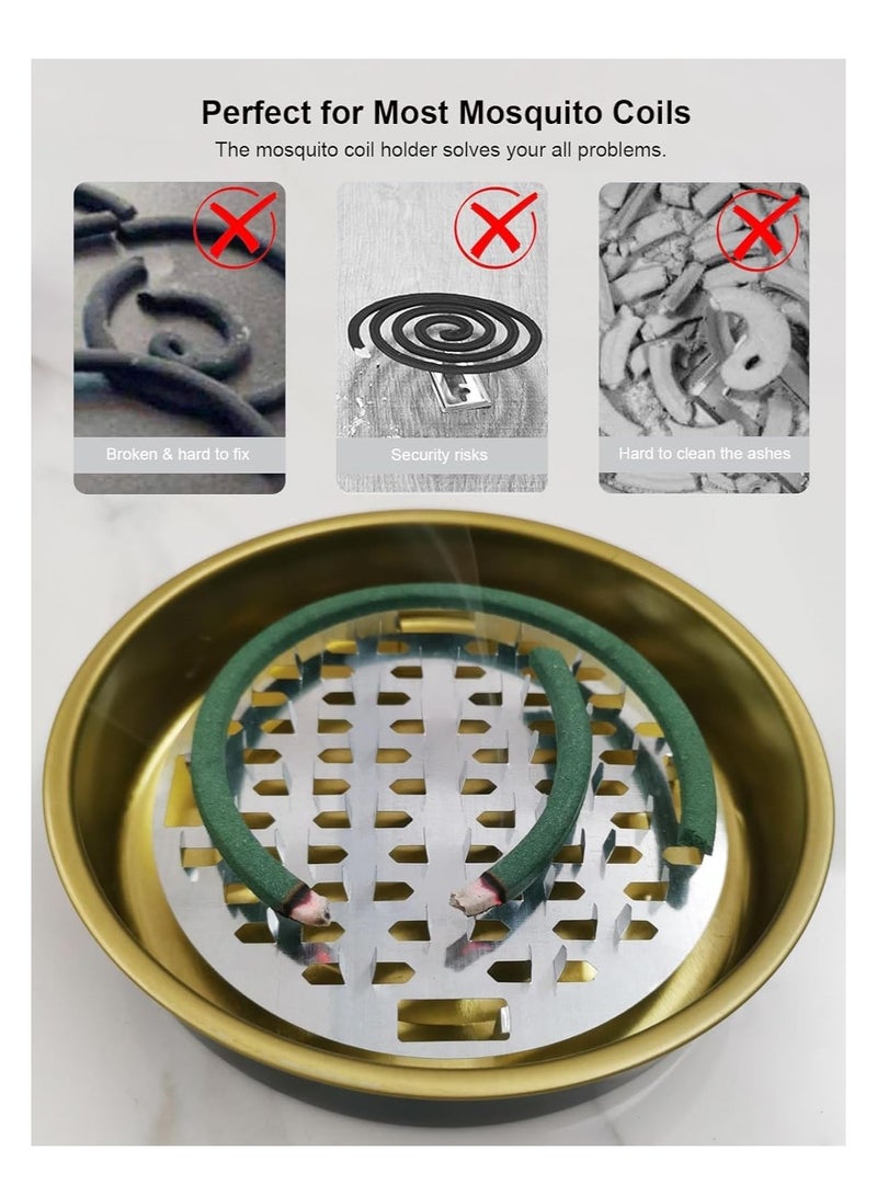 KASTWAVE Mosquito Coil Holder, 2 Pack Metal Mosquito Repellent Coil Holder with Lid Black Portable Incense Coil Burner for Outdoor Camping Patio Party - Image 2