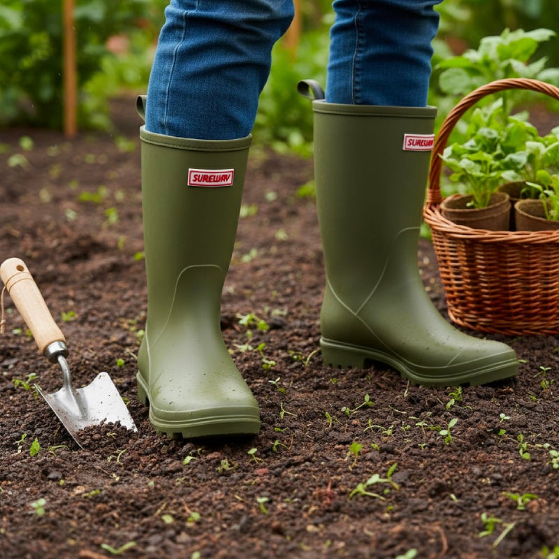 SUREWAY Women's Rubber Rain Boots, 8-Inch Matte Waterproof PVC Rubber Gardening Shoes, Comfortable & Lightweight for Outdoor Walking, Easy On/Off - Image 3