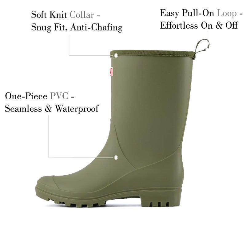 SUREWAY Women's Rubber Rain Boots, 8-Inch Matte Waterproof PVC Rubber Gardening Shoes, Comfortable & Lightweight for Outdoor Walking, Easy On/Off - Image 4