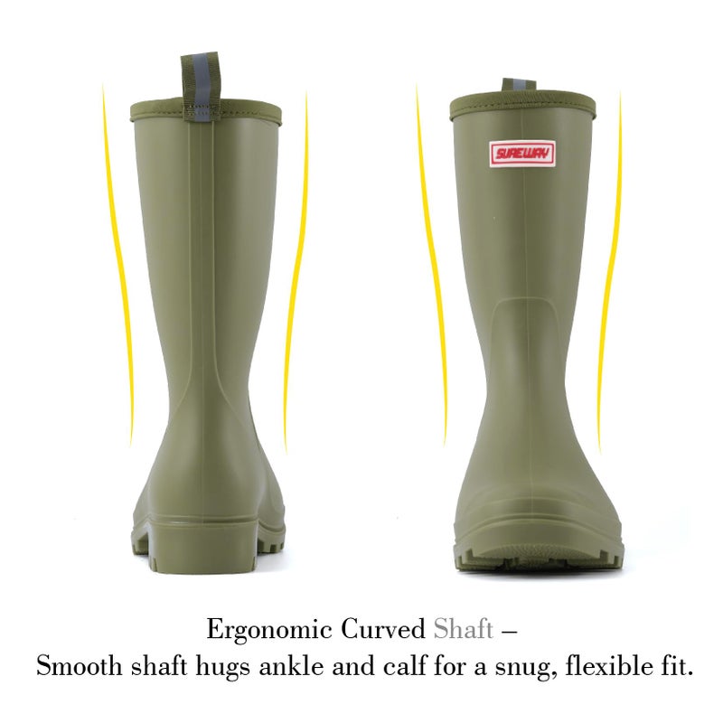 SUREWAY Women's Rubber Rain Boots, 8-Inch Matte Waterproof PVC Rubber Gardening Shoes, Comfortable & Lightweight for Outdoor Walking, Easy On/Off - Image 5