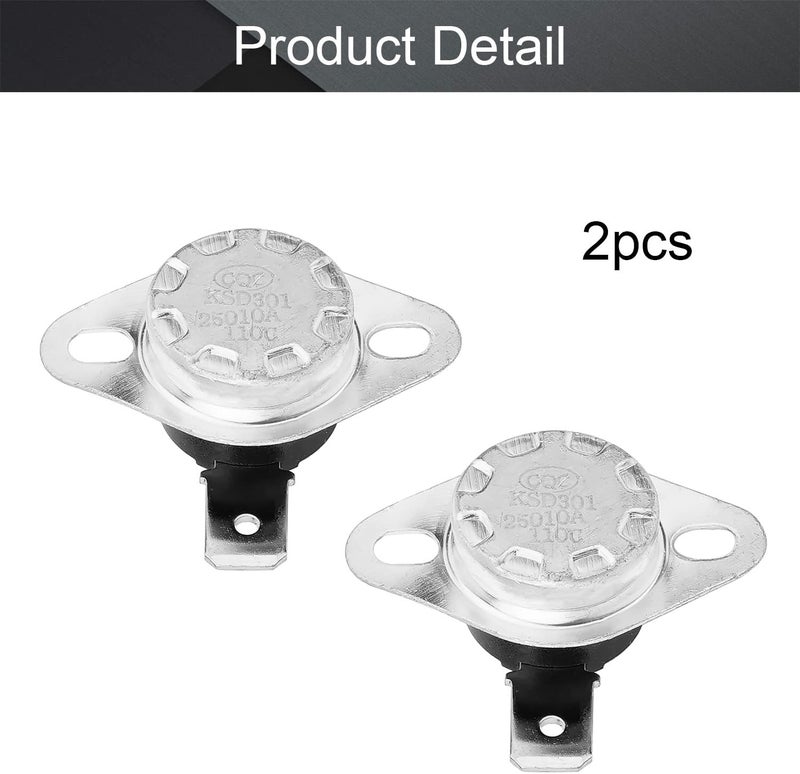 Fielect KSD301 Thermostat Temperature Control Switch,Adjust Snap Disc Temperature Switch 110°C Normally Closed 2 Pcs - Image 5