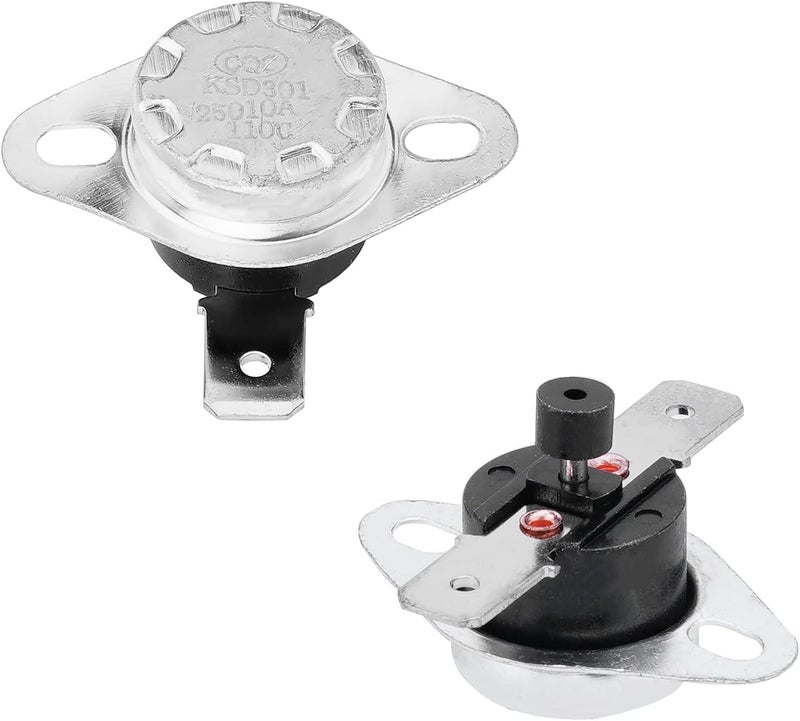 Fielect KSD301 Thermostat Temperature Control Switch,Adjust Snap Disc Temperature Switch 110°C Normally Closed 2 Pcs - Image 1