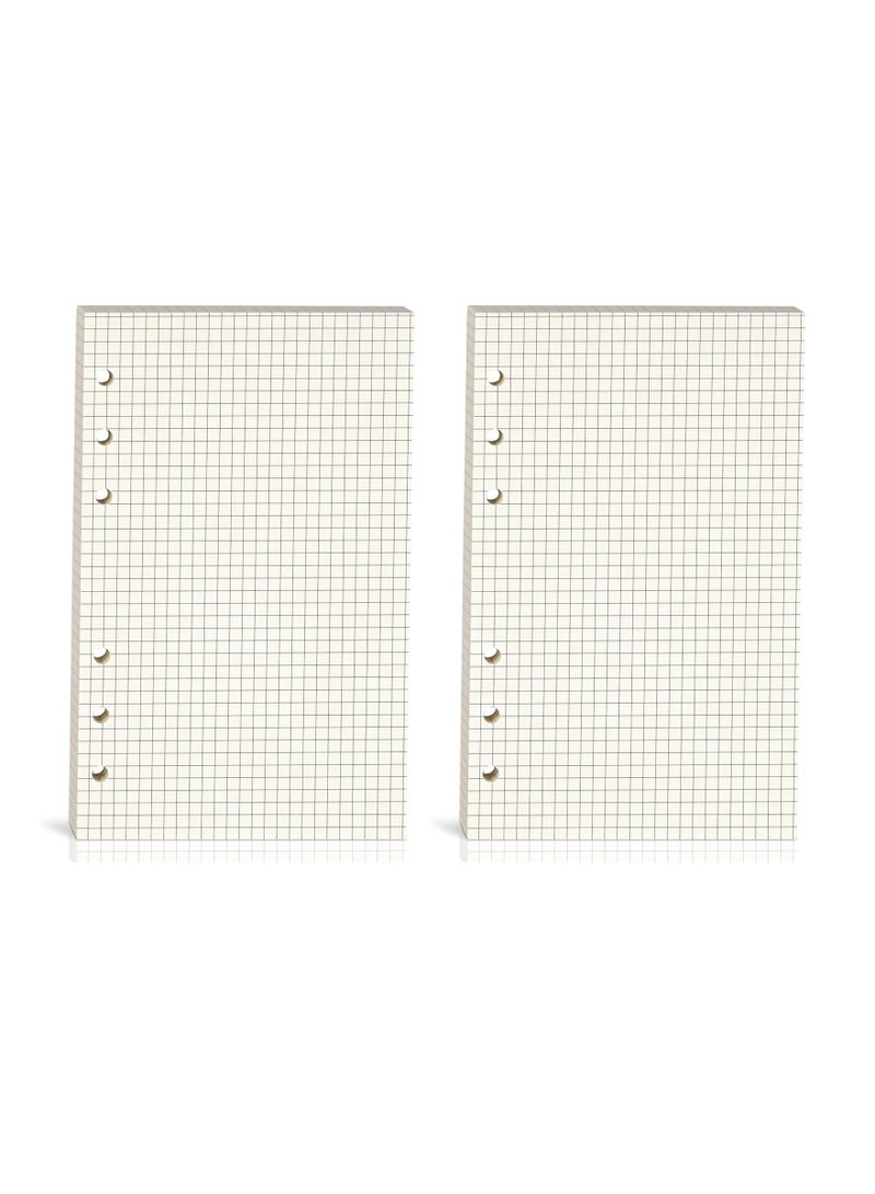 2-Pack A6 Graph Refill Paper, 6-Hole Punched Quad Rule Loose-Leaf Filler Paper for 6-Ring Binders, 80 Sheets (160 Pages), 6.69 x 4.13 Inches, Blank Inserts Paper - Image 1