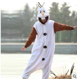 Couple Flannel Cartoon Onesie Pajamas Winter Snowman