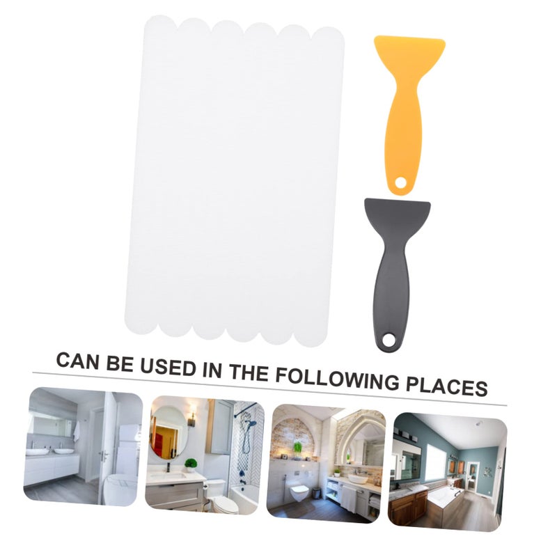 Non Slip Shower Stickers 6Pcs Transparent Peva Safety Strips For Bathtub Stairs With Scraper - Image 5