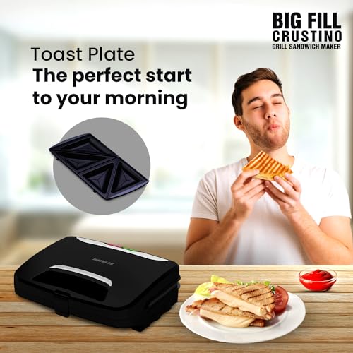 Havells Big Fill Crustino Grill Sandwitch Maker 900W With Food Grade Non Stick Grill Plates 2 Years Warranty - Image 5
