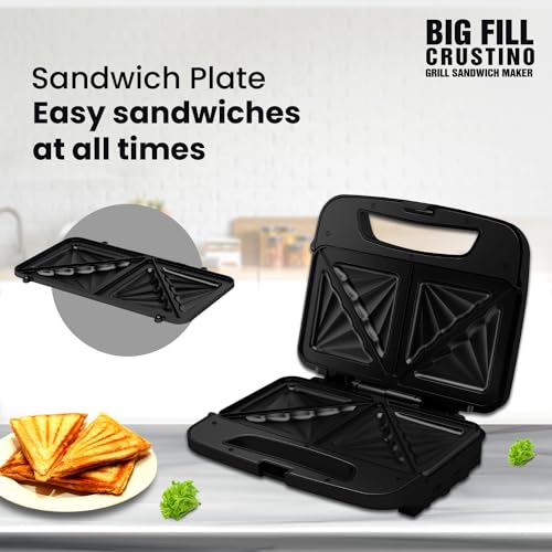 Havells Big Fill Crustino Grill Sandwitch Maker 900W With Food Grade Non Stick Grill Plates 2 Years Warranty - Image 3